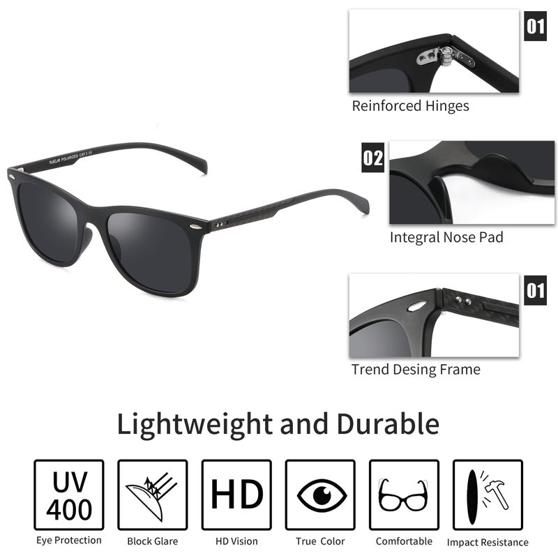 بوكيلار نظارات شمسية رياضية مقطبة PUKCLAR للرجال والنساء، من ألياف الكربون، للاستخدام في القيادة والصيد والمشي، خفيفة الوزن للغاية، مقاومة للخدش مع حماية من الأشعة فوق البنفسجية UV400 مضادة للانعكاس - Image 2