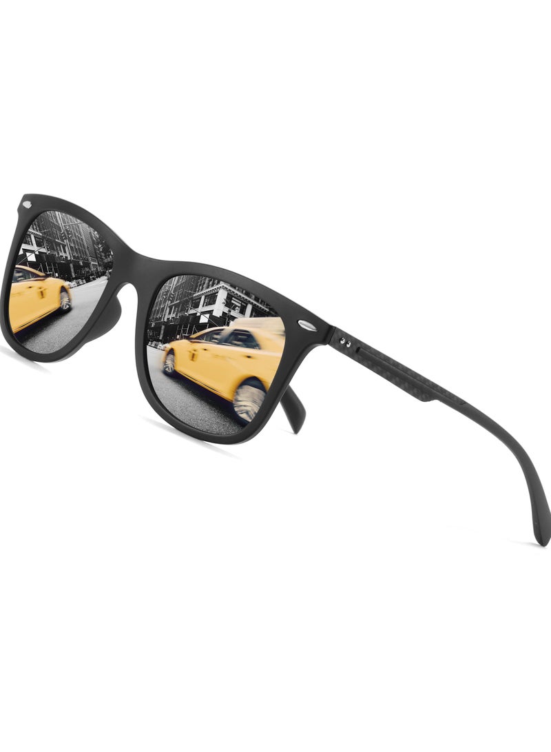 بوكيلار نظارات شمسية رياضية مقطبة PUKCLAR للرجال والنساء، من ألياف الكربون، للاستخدام في القيادة والصيد والمشي، خفيفة الوزن للغاية، مقاومة للخدش مع حماية من الأشعة فوق البنفسجية UV400 مضادة للانعكاس - Image 1