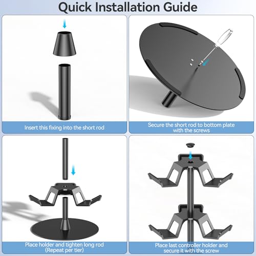 Kosker Headset Stand 3 Tiers for Desk, Rotatable Gaming Controller Stand for PS5/PS4/Xbox/Switch2/PS Portal/Phone, Universal PC Gamer Gift Accessory Controller/Headphone Holder for 9 Packs Controller - Image 5