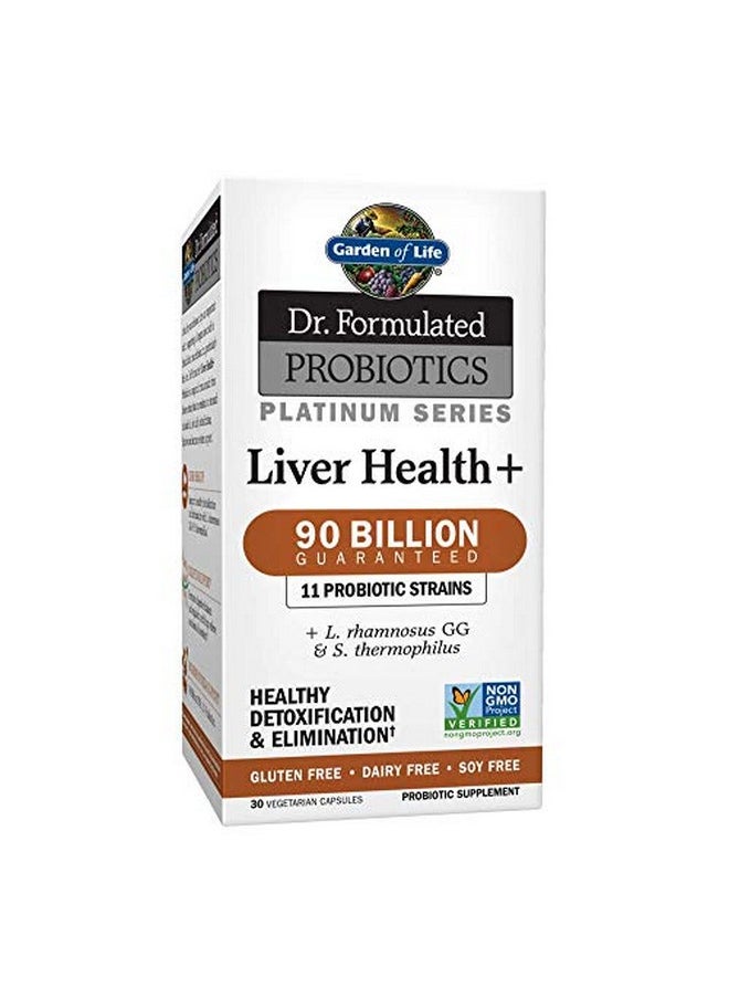 Garden of Life Dr. Formulated Probiotics Platinum Series Liver Health+ 90 Billion Cfu Guaranteed One A Day Probiotic For Healthy Detoxification & Elimination Support Vegan Gluten Free 30 Capsules  - Image 1