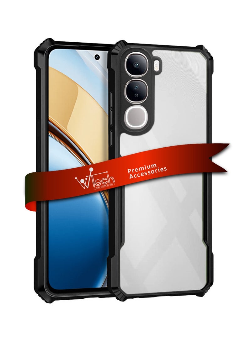 Wtech vivo V40 Lite (IDN) 5G 2024 Hybrid TPU Silicone With Raised Armour Bumpers Slim Case Cover - Black - Image 1