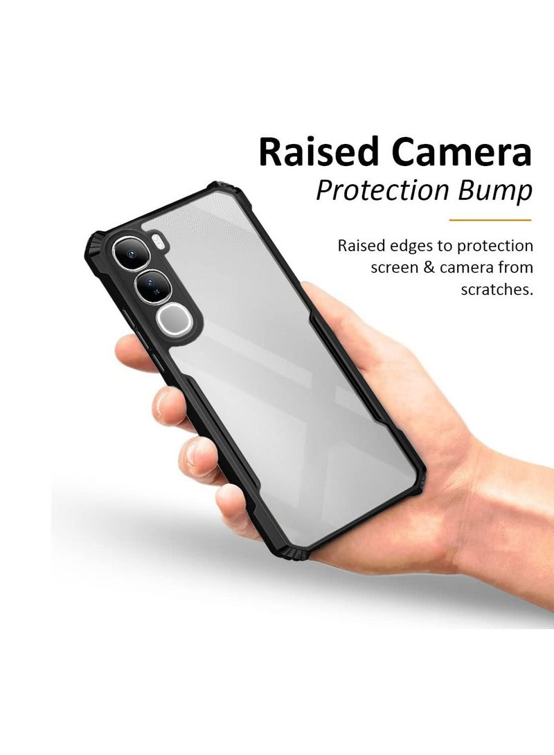 Wtech vivo V40 Lite (IDN) 5G 2024 Hybrid TPU Silicone With Raised Armour Bumpers Slim Case Cover - Black - Image 4