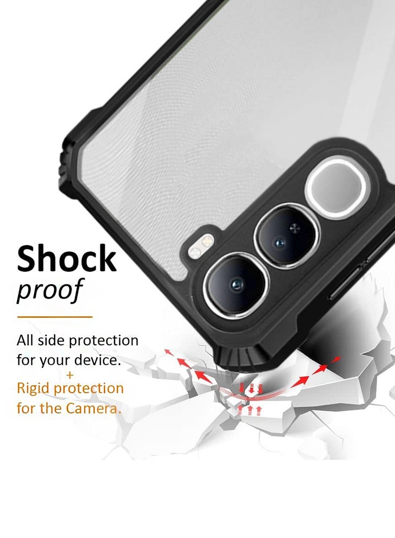 Wtech vivo V40 Lite (IDN) 5G 2024 Hybrid TPU Silicone With Raised Armour Bumpers Slim Case Cover - Black - Image 5