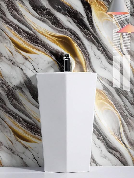 wall love Marble OilProof & Waterproof self-Adhesive Sheet Stickers Big Countertop Cabinet Furniture puja Room Kitchen,Home Sticker Wallpaper 60 x 200cm (New Black Gold Wallpaper) - Image 4