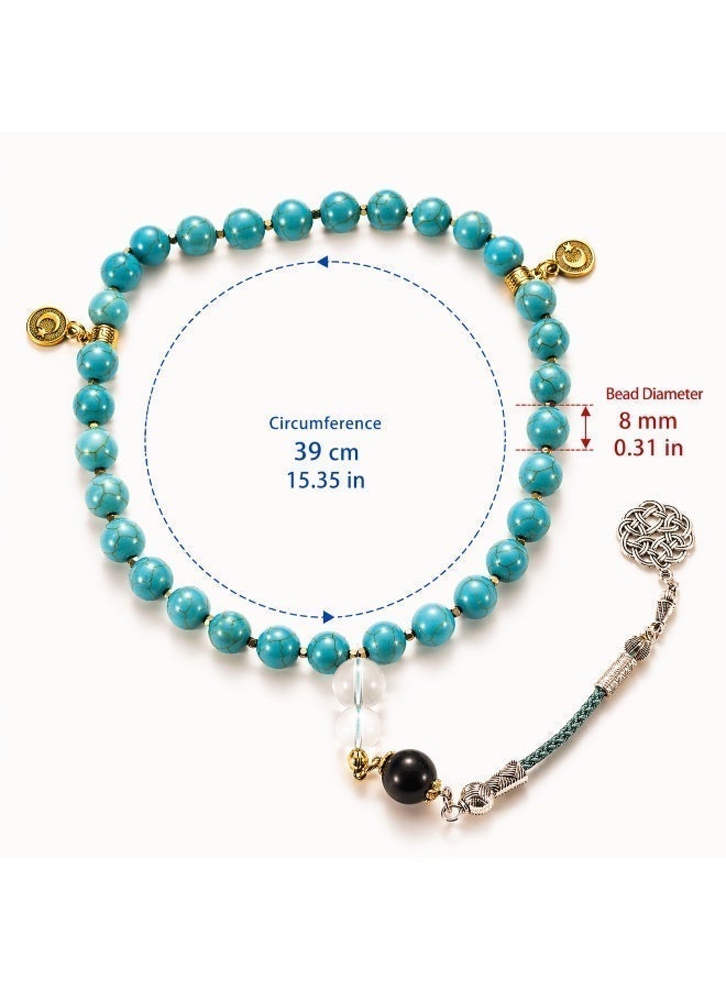 TranquilBeads Natural Turquoise Tasbih Prayer Beads 33 Beads 8mm Premium Stone Misbaha with Tassel Islamic Gift for Men Women Ramadan Eid Birthday Luxury Collectible - Image 4