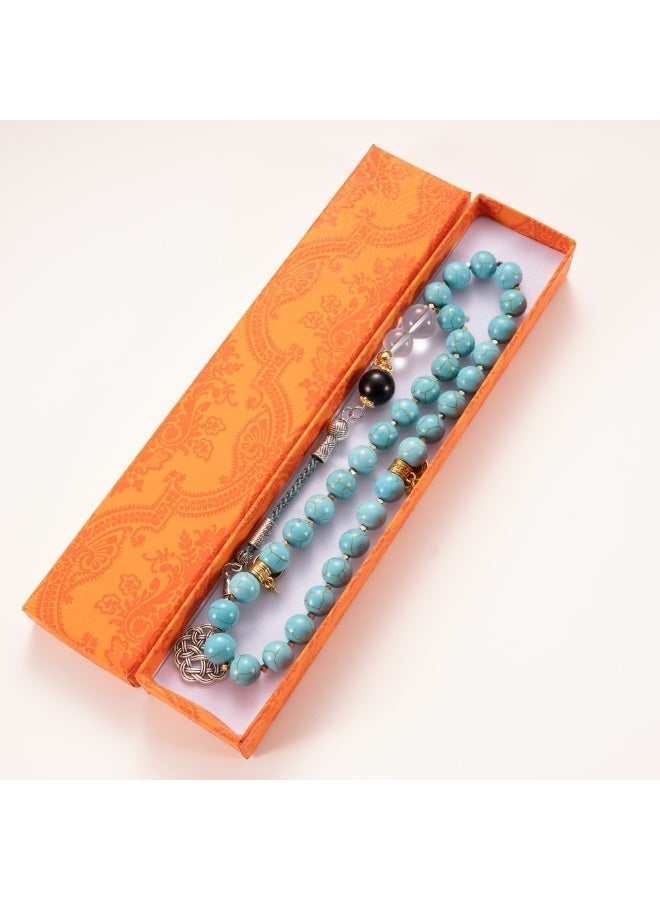 TranquilBeads Natural Turquoise Tasbih Prayer Beads 33 Beads 8mm Premium Stone Misbaha with Tassel Islamic Gift for Men Women Ramadan Eid Birthday Luxury Collectible - Image 5