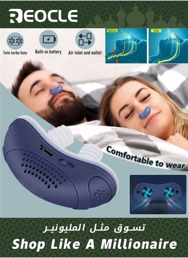REOCLE Electric Anti Snoring Devices Stop Snoring Anti Snoring Nasal Dilator Anti Snore Nose Vents Plugs Snoring Aid for Men and Women Blue  - Image 1