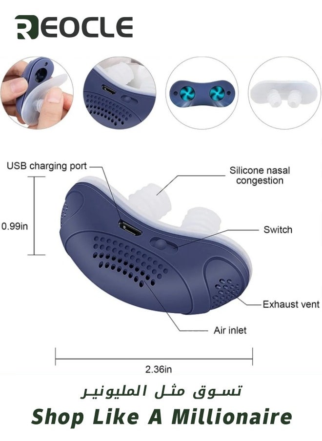 REOCLE Electric Anti Snoring Devices Stop Snoring Anti Snoring Nasal Dilator Anti Snore Nose Vents Plugs Snoring Aid for Men and Women Blue  - Image 4