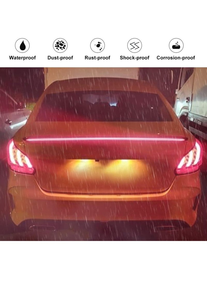 Yuwell Universal LED Spoiler Rear Spoiler Lip Kit For Car Trunk, Brake Light Dark Black Trunk Spoiler Universal Fit For Roof Wing 1.2Meter  - Image 3
