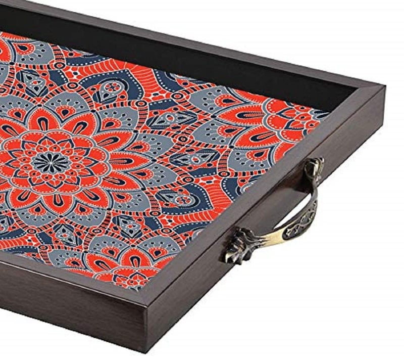 TECHBITE Wooden Serving Tray,1 Piece, 36 cm x 36 x cm x 4 cm(Brown Colour) - Image 3