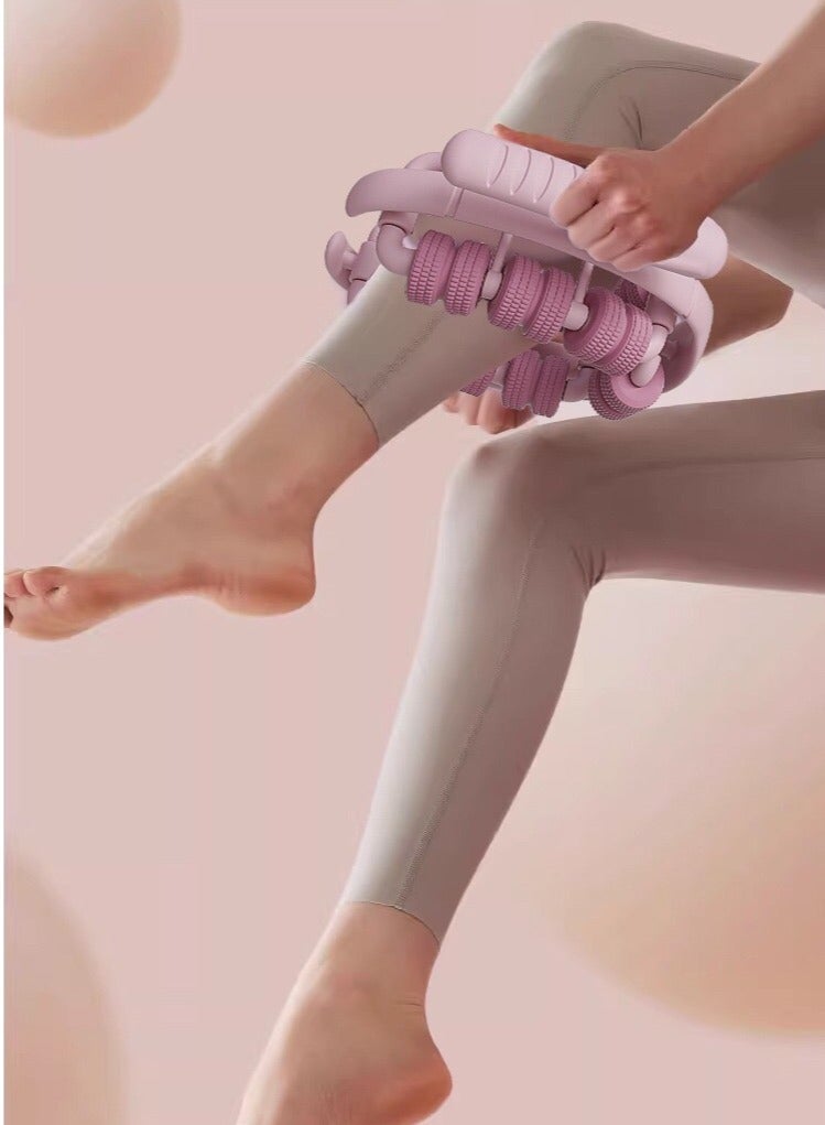 JoyousSto Waist and Leg slimming roller, Foam Roller - Fat Mass Massager,a Muscle Massage Tool for Thighs, Calves and arms ,fitness Relax Roller 360 °28 Wheels Yoga Massage, Soothes Calf Muscles, Souvenir for Women and Mothers(Pink) - Image 5