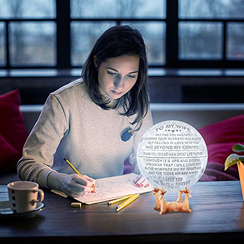 K KENON Engraved 3D Moon Lamp Anniversary Valentine‘s Gift for Wife, to My Wife Birthday Gifts from Husband, Personalized 5.9 Inch 3D Printing Moon Light Gift for Wife Mother's Day Christmas Gift - Image 3