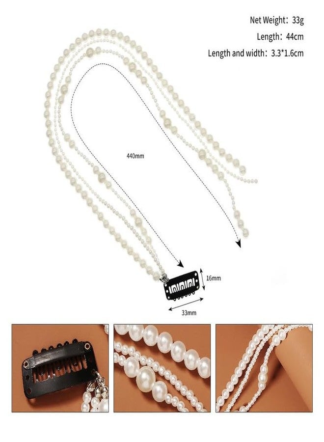 BELICIA 3PCS Premium Elegant Pearl Braided Hair Chain Clips Hairpins for Women Girls Braided Pearl Hair Tassel Hair Clips Accessories Party Daily Headwear - Image 3