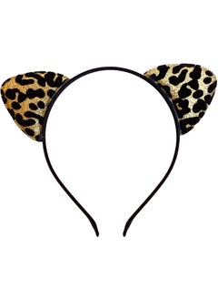 HOXIEYA Cat Ears Headband for Halloween Leopard Print Headband Leopard Hairband Cosplay Party Costume Decoration 