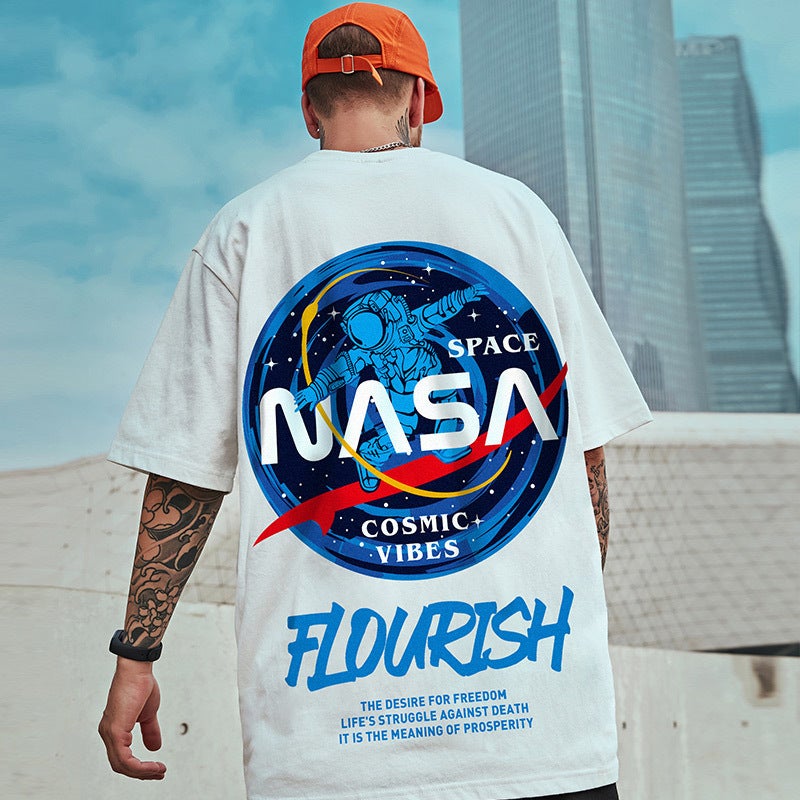 National Trendy Men'S T-Shirt Chubby Trendy Brand Plus Size Plus Size Hip-Hop Loose Short-Sleeved Top Hong Kong Style Instagram Style Half-Sleeved T-Shirt - Image 4
