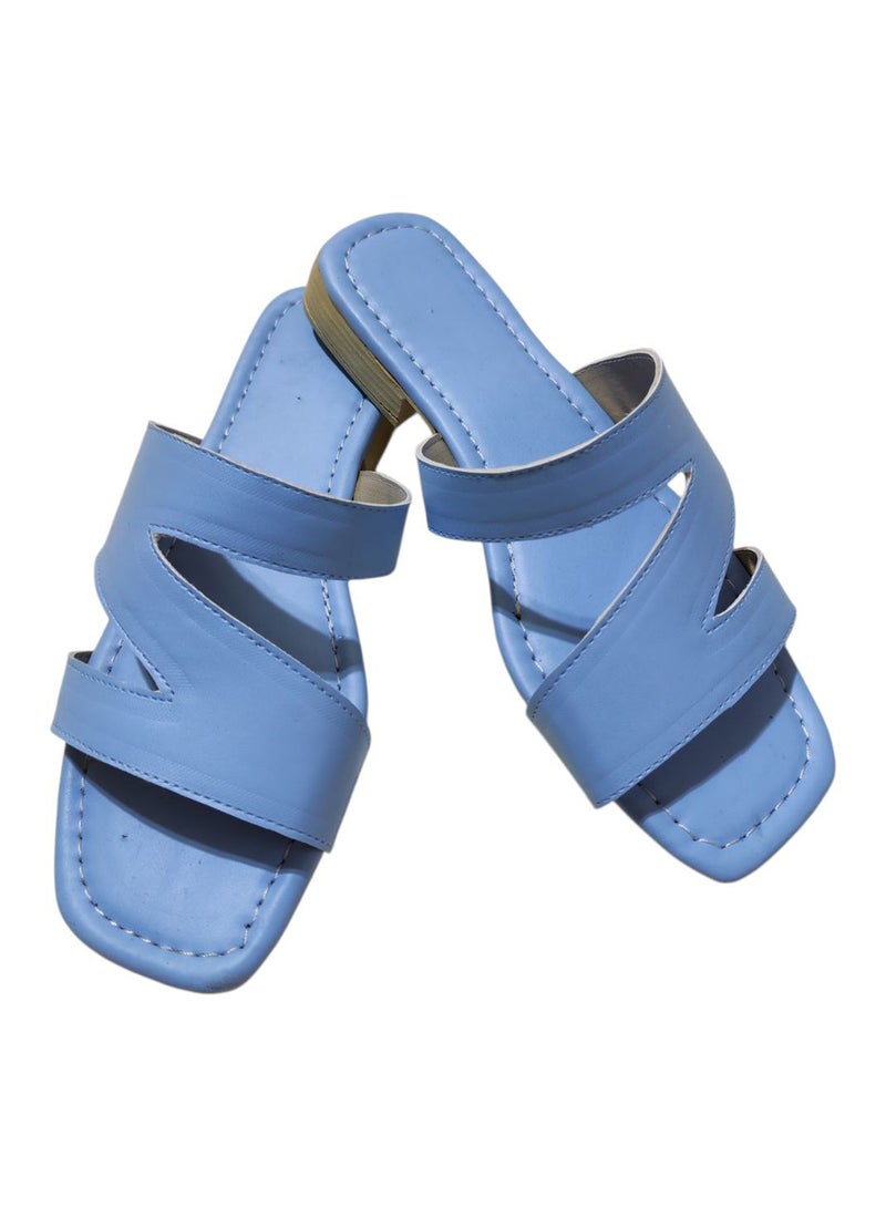 Karisma Flat Squared Toe Slippers With Three Strap Cut Design - Image 1