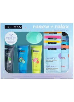 Freeman Freeman Limited Edition Renew  Relax Mask Kit Face Masks To Soothe Rejuvenate and Deep Cleanse Pores Facial Mask Variety Silicone Mask Applicator Cruelty Free Skincare 12 Piece Gift Set 
