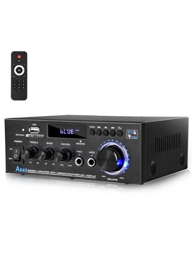 WALALLA Stereo Audio Amplifier,300W Home 2 Channel Wireless Bluetooth 5.0 Power Amplifier System, Home Amplifiers FM Radio, USB, SD Card, with Remote Control Home Theater Audio Stereo System - Image 1