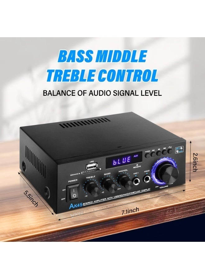 WALALLA Stereo Audio Amplifier,300W Home 2 Channel Wireless Bluetooth 5.0 Power Amplifier System, Home Amplifiers FM Radio, USB, SD Card, with Remote Control Home Theater Audio Stereo System - Image 3