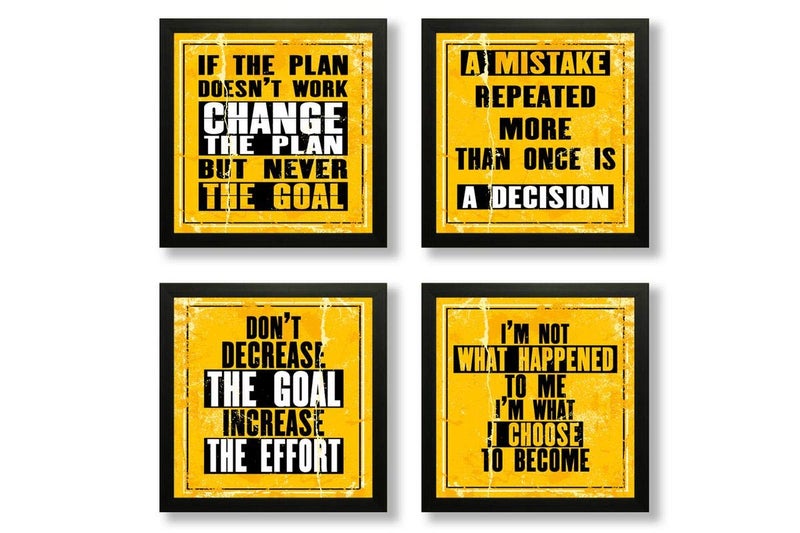 SAF Set of 4 Success achived Motivational UV Coated Home Decorative Gift Item Framed Painting 19 inch X 19 inch SAF_SET4_36(multicolor,Figures) - Image 2