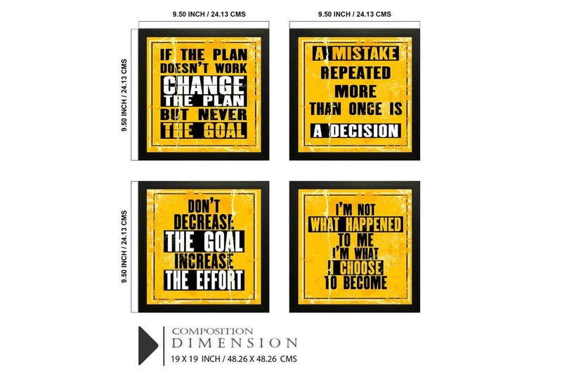 SAF Set of 4 Success achived Motivational UV Coated Home Decorative Gift Item Framed Painting 19 inch X 19 inch SAF_SET4_36(multicolor,Figures) - Image 5
