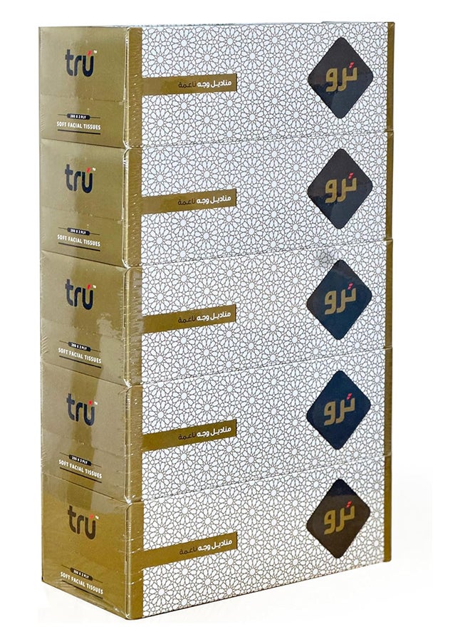 Tru tru Facial Tissue 200 Pulls X 5 Box 