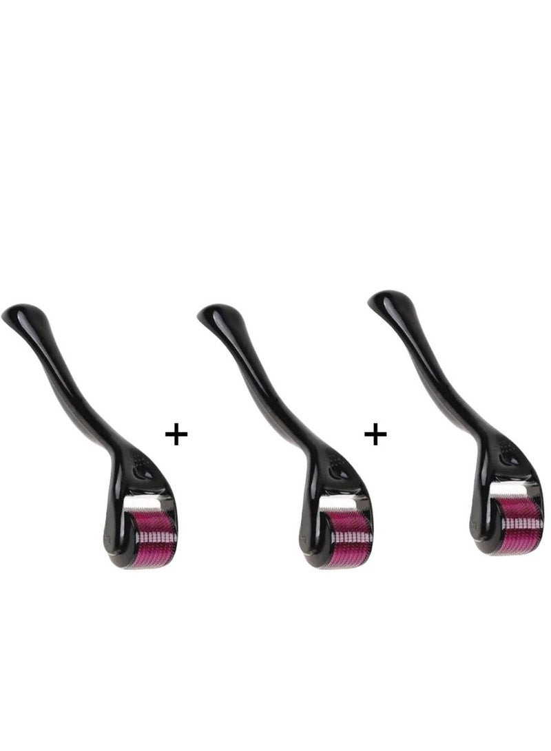 ARTLOOK PACK OF 3 - Face Wrinkles And Hair Loss Treatment Roller Black/Pink 5.2x1.1x1.2cm - Image 1