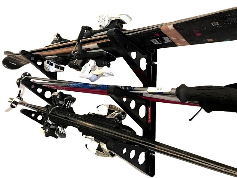 StoreYourBoard Ski Storage Multi Rack, Horizontal Wall Mount, Skis and Poles Holder - Image 1