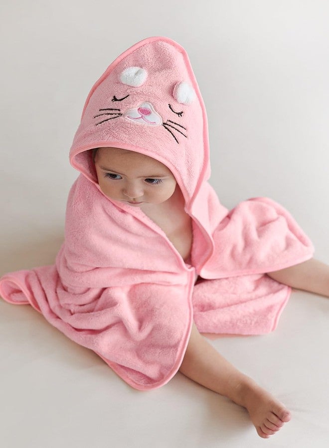 kiddook Baby Bath Towel,2 Pack Hooded Babie Towels for Newborn,Infant,Toddler,Ultra Absorbent Soft (White Bear+Pink cat) - Image 2