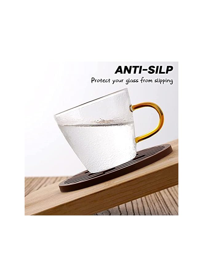 The Bros Silicone Coasters, Coasters for Drinks 8 Set Non-Slip Cup Coasters, Heat Resistant Cup Mate, Soft Coaster for Tabletope Protection, Furniture from Damage (Brown) - Image 3