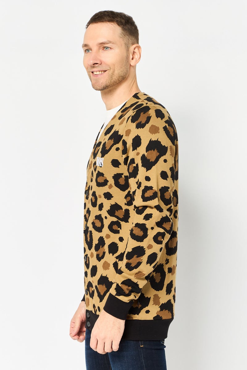 VANS Men V Neck Embroidered Logo Cardigan, Multicolor - Image 3