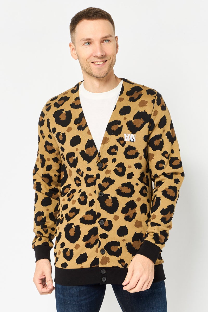 VANS Men V Neck Embroidered Logo Cardigan, Multicolor - Image 1