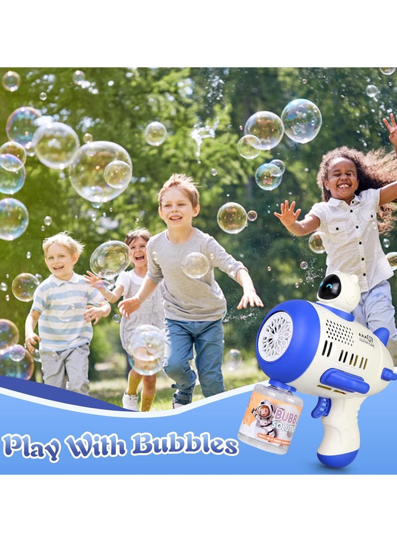 Bubble Gun For Kids, Bubble Machine with 80 ml Bubble Solution, Lights, Toy for Outdoor Gift for Kid (Blue) - Image 1