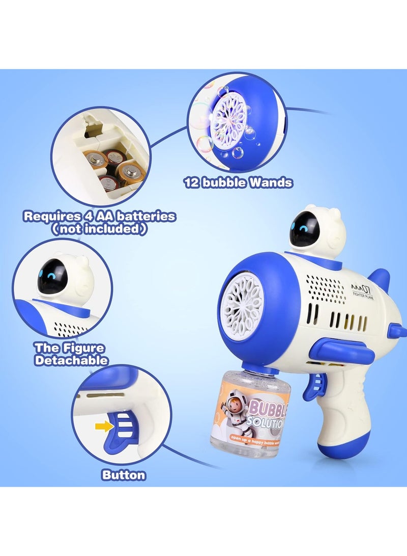 Bubble Gun For Kids, Bubble Machine with 80 ml Bubble Solution, Lights, Toy for Outdoor Gift for Kid (Blue) - Image 3