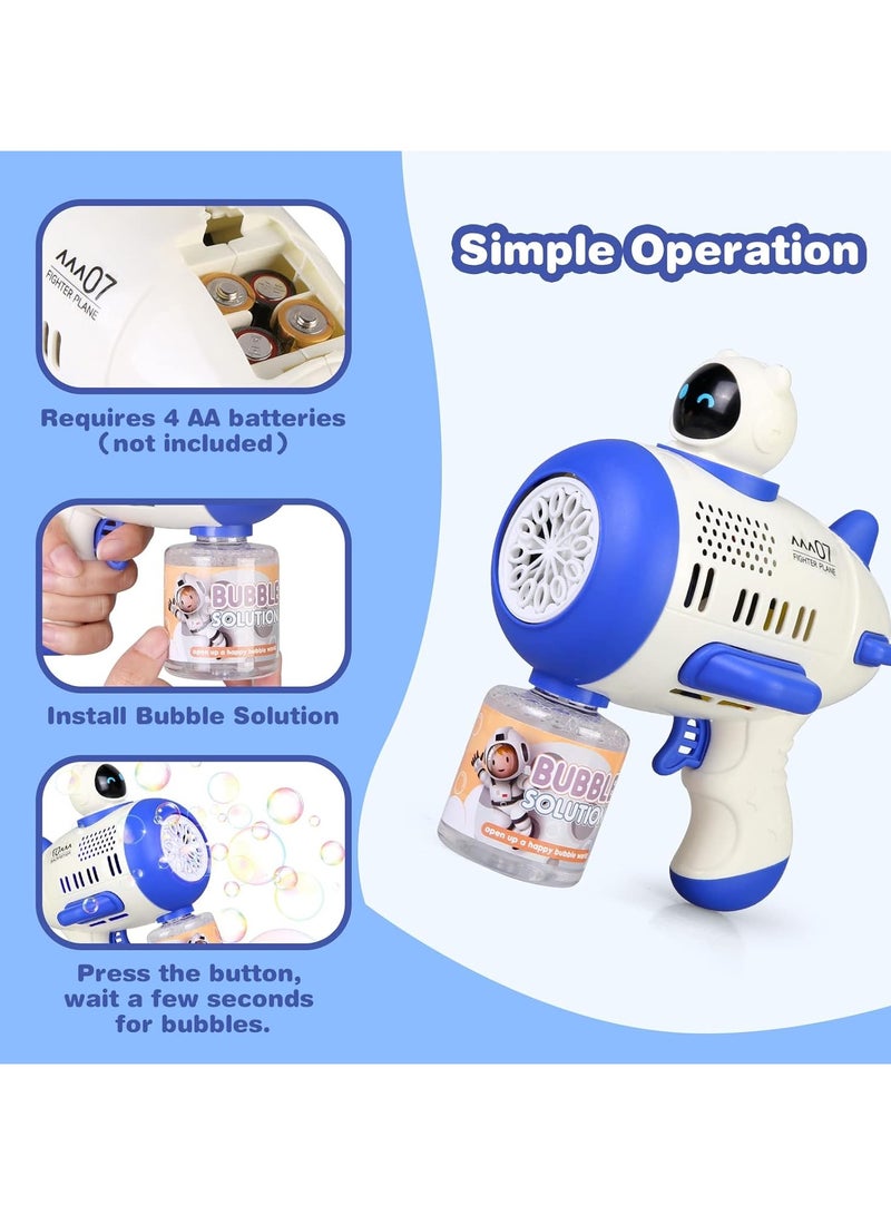 Bubble Gun For Kids, Bubble Machine with 80 ml Bubble Solution, Lights, Toy for Outdoor Gift for Kid (Blue) - Image 4
