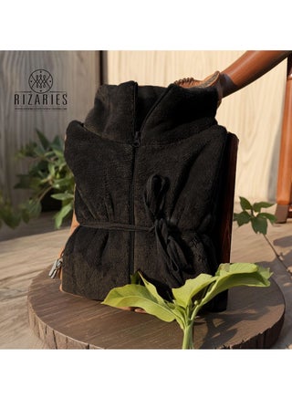روب حمام فاخر - روب صوف ناعم بسحاب - ممتص للماء - أسود - للجنسين - pzsku/Z7F11CA3417824B85D56DZ/45/_/1731491340/fbbe4743-0765-4f1f-818c-810d6505302c