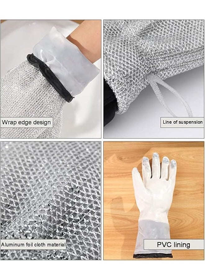 4 PCS Wire Dishwashing Gloves for Kitchen Strong Cleaning Efficiency, Thermal Insulation and Safety from Heat and Water Damage.Reusable Kitchen Gloves for All Your Dishwashing Needs. - Image 3