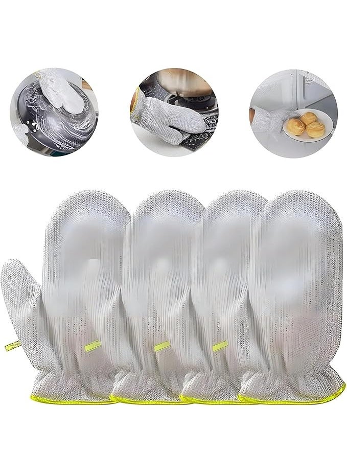 4 PCS Wire Dishwashing Gloves for Kitchen Strong Cleaning Efficiency, Thermal Insulation and Safety from Heat and Water Damage.Reusable Kitchen Gloves for All Your Dishwashing Needs. - Image 1
