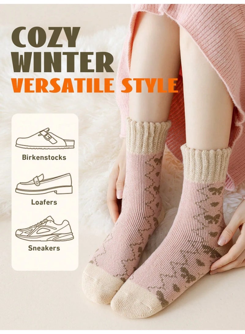 Women’s Thermal Winter Socks Set of 4 Pairs – Assorted Long Padded Socks Made from Ultra-Soft Fabric, Providing Excellent Warmth During Cold Winter Days, Size 36–39 - Image 4