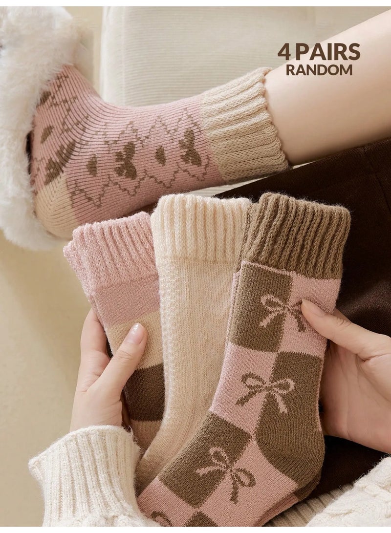 Women’s Thermal Winter Socks Set of 4 Pairs – Assorted Long Padded Socks Made from Ultra-Soft Fabric, Providing Excellent Warmth During Cold Winter Days, Size 36–39 - Image 2