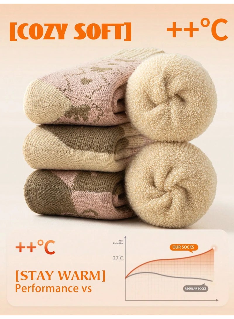 Women’s Thermal Winter Socks Set of 4 Pairs – Assorted Long Padded Socks Made from Ultra-Soft Fabric, Providing Excellent Warmth During Cold Winter Days, Size 36–39 - Image 1