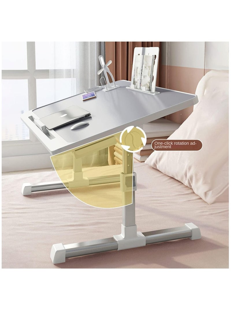 Laptop Desk for Bed, Adjustable Laptop Bed Tray Table, Portable Lap Desks with USB Cooling Fan and Foldable Legs, Computer Tray Laptop Stand for Sofa Couch Floor (Grey)