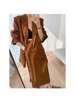 Caramel suit + skirt suit