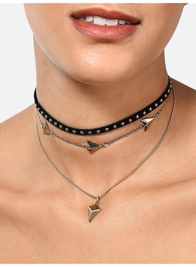 إيروريكس مجموعة من 3 قلادات عصرية باللونين الذهبي والأسود Zpfk10590 - Image 2