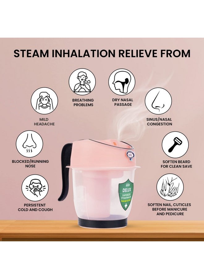 Crescent - Professional Steamer For Cold & Cough|Facial Steamer For Face|Steam Inhaler|Steamer Vaporizer For Sinus & Nasal Congestion|Respiratory Care For Home & Medical Use For Adults|Pink|Pack Of 1 - Image 1