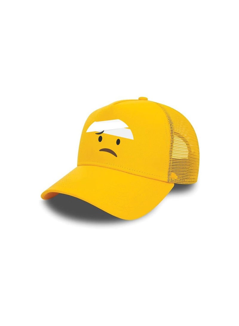 PRINTSHOP4ME Kids Yellow Smiley Face Mesh Cap With Adjustable Plastic Closure–Unisex Baseball Hat For Boys And Girls–Perfect For Outdoor Activities,Sports - Image 1