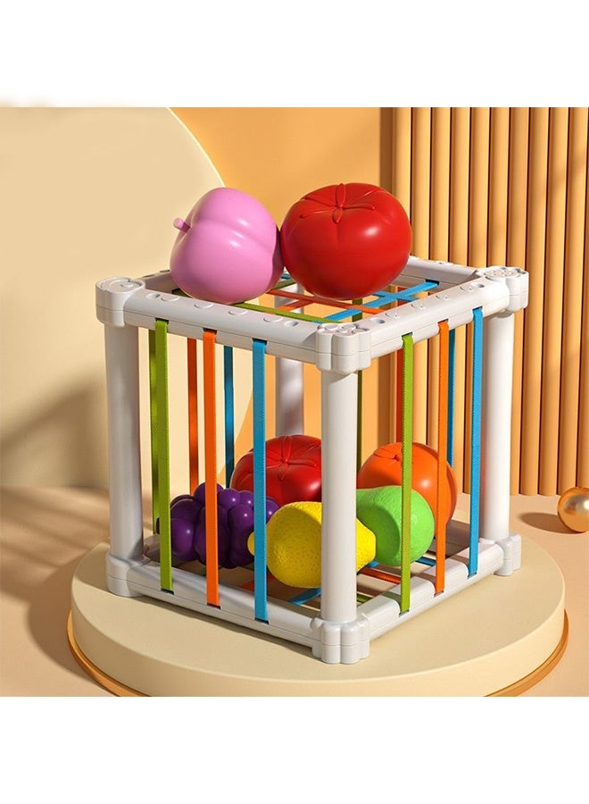 جُودِيَّة ​ ألعاب مونتيسوري لعمر سنة - صندوق مكعبات و٦ قطع فواكه حسية، ألعاب بيبي للأعمار ١٢-١٨ شهراً، هدايا تنموية للأطفال أعمار ١-٢-٣ سنوات - Image 1