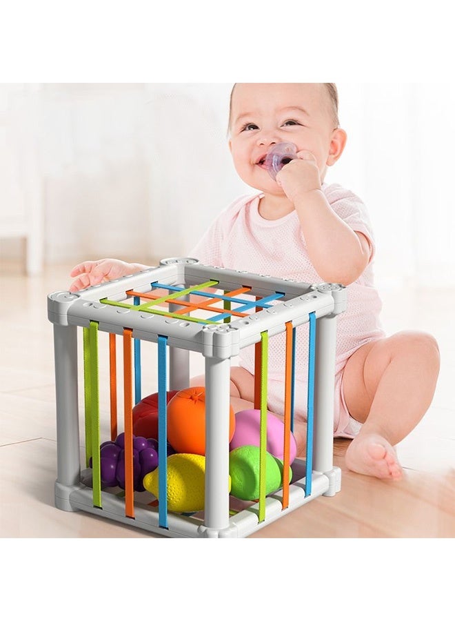 جُودِيَّة ​ ألعاب مونتيسوري لعمر سنة - صندوق مكعبات و٦ قطع فواكه حسية، ألعاب بيبي للأعمار ١٢-١٨ شهراً، هدايا تنموية للأطفال أعمار ١-٢-٣ سنوات - Image 2