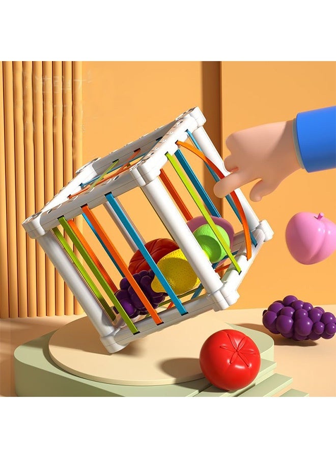 جُودِيَّة ​ ألعاب مونتيسوري لعمر سنة - صندوق مكعبات و٦ قطع فواكه حسية، ألعاب بيبي للأعمار ١٢-١٨ شهراً، هدايا تنموية للأطفال أعمار ١-٢-٣ سنوات - Image 3