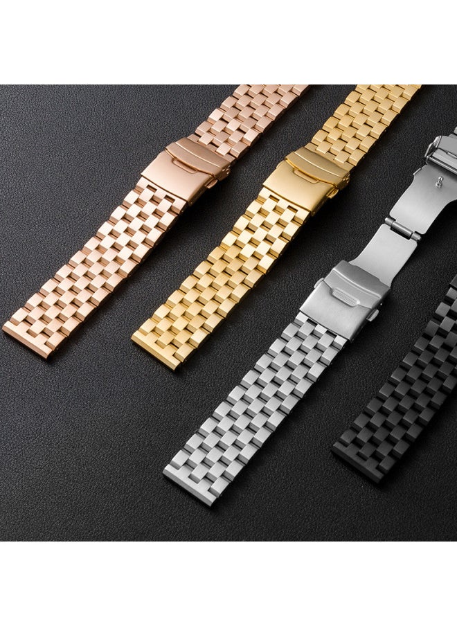 Generic - Digital Computer/smart Watch Band Stainless Steel Strap Replacement Compatible Fitbit Versa 2 3 4 Sense-Color:Tuhao Gold-Five-bead Steel Belt-Specifications:24mm (without Connector) - Image 1